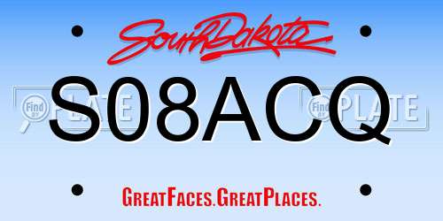 S08ACQ South Dakota License Plate