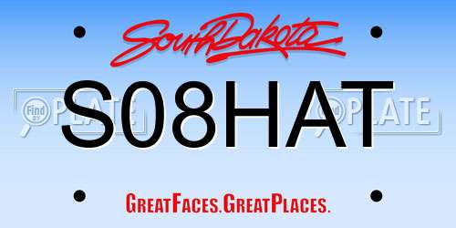 S08HAT South Dakota License Plate