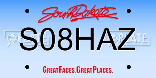 S08HAZ South Dakota License Plate