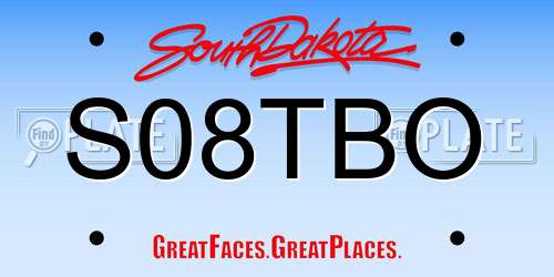 S08TBO South Dakota License Plate