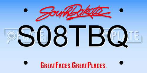 S08TBQ South Dakota License Plate