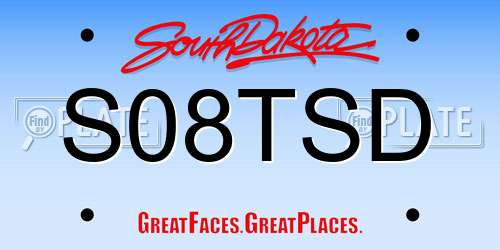 S08TSD South Dakota License Plate