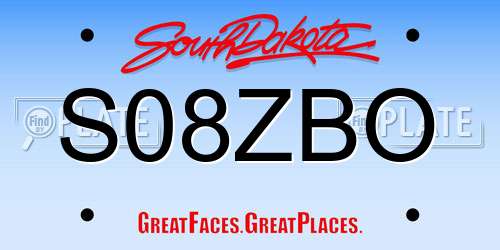 S08ZBO South Dakota License Plate