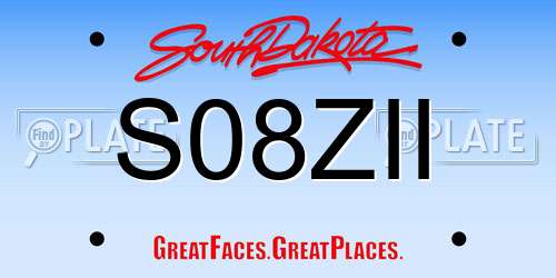 S08ZII South Dakota License Plate