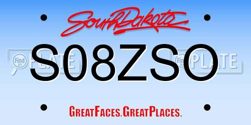 S08ZSO South Dakota License Plate