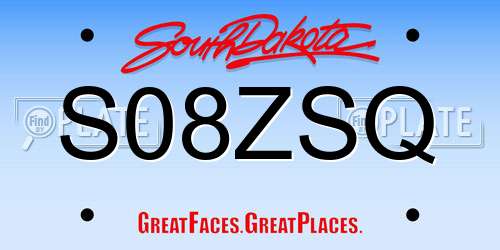 S08ZSQ South Dakota License Plate