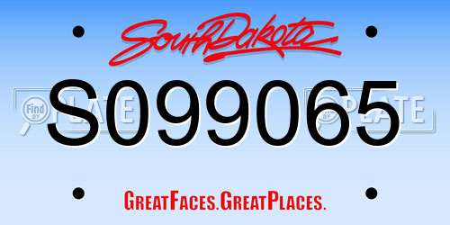 S099065 South Dakota License Plate