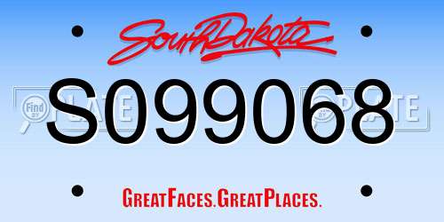 S099068 South Dakota License Plate