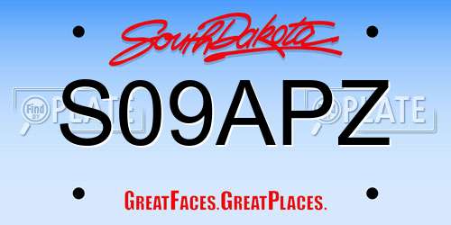 S09APZ South Dakota License Plate