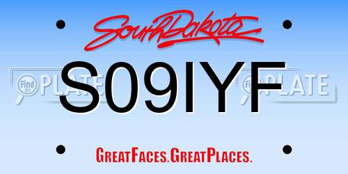 S09IYF South Dakota License Plate