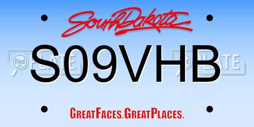 S09VHB South Dakota License Plate