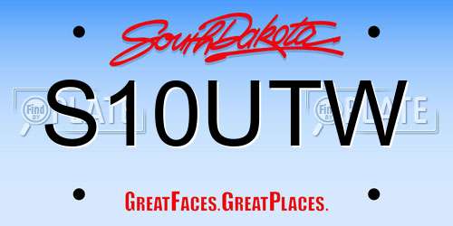 S10UTW South Dakota License Plate