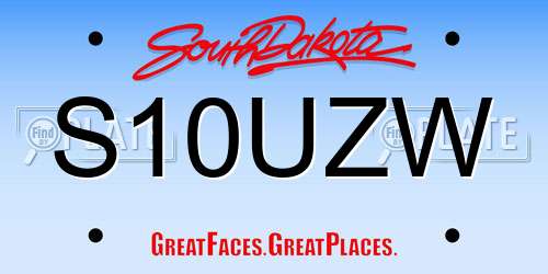 S10UZW South Dakota License Plate