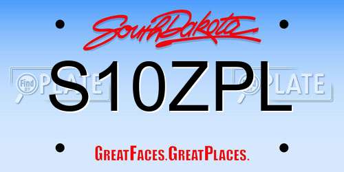 S10ZPL South Dakota License Plate