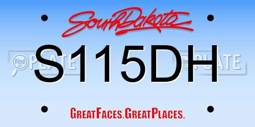 S115DH South Dakota License Plate