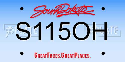 S115OH South Dakota License Plate