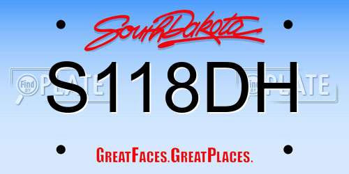 S118DH South Dakota License Plate