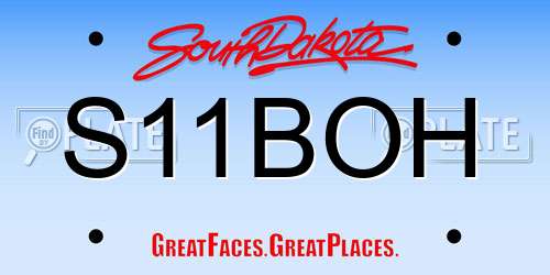 S11BOH South Dakota License Plate