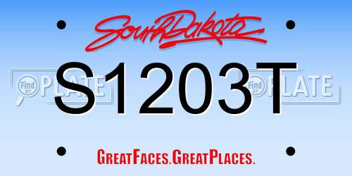 S1203T South Dakota License Plate