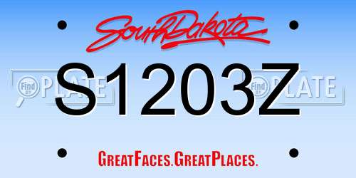 S1203Z South Dakota License Plate