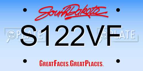 S122VF South Dakota License Plate