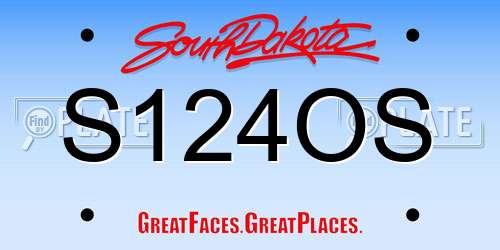 S124OS South Dakota License Plate