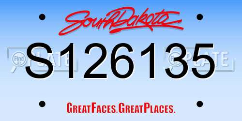 S126135 South Dakota License Plate