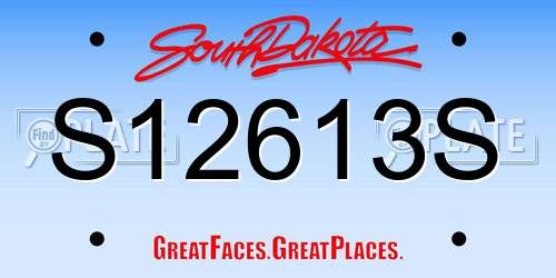 S12613S South Dakota License Plate