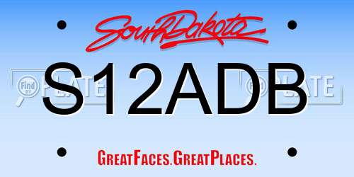 S12ADB South Dakota License Plate