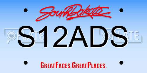 S12ADS South Dakota License Plate