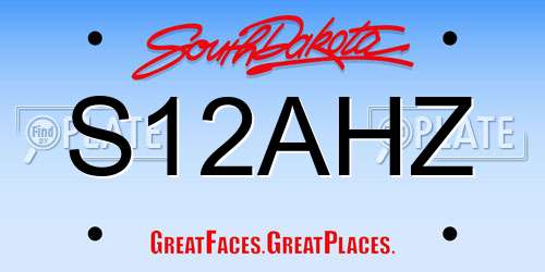 S12AHZ South Dakota License Plate