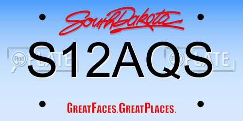 S12AQS South Dakota License Plate