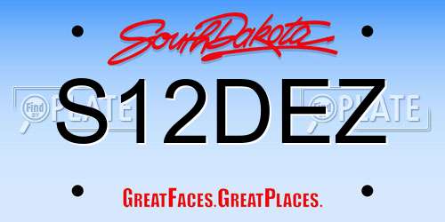 S12DEZ South Dakota License Plate