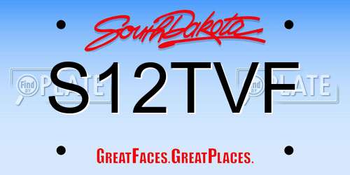 S12TVF South Dakota License Plate