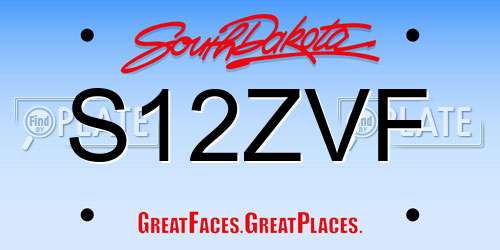 S12ZVF South Dakota License Plate
