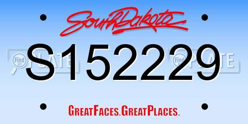 S152229 South Dakota License Plate
