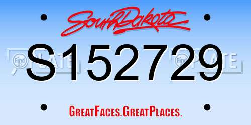 S152729 South Dakota License Plate