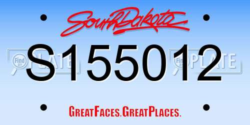 S155012 South Dakota License Plate