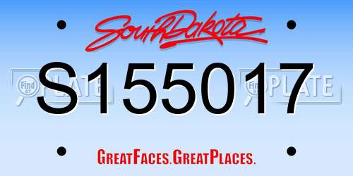 S155017 South Dakota License Plate
