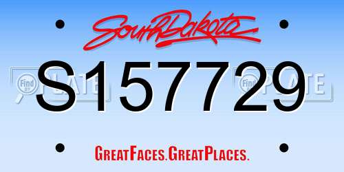 S157729 South Dakota License Plate