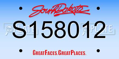 S158012 South Dakota License Plate