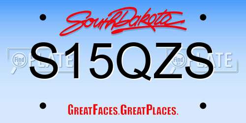 S15QZS South Dakota License Plate