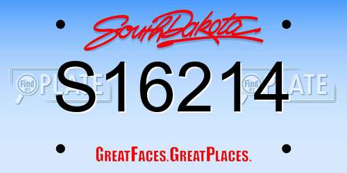 S16214 South Dakota License Plate