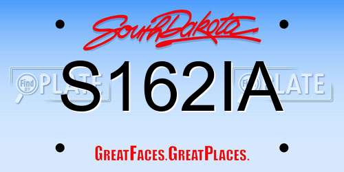 S162IA South Dakota License Plate
