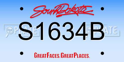 S1634B South Dakota License Plate