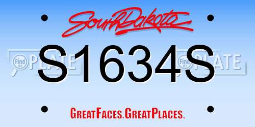 S1634S South Dakota License Plate