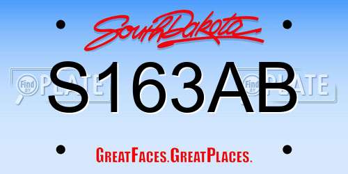 S163AB South Dakota License Plate