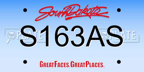 S163AS South Dakota License Plate