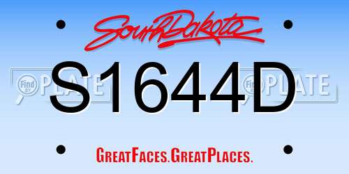 S1644D South Dakota License Plate
