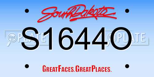 S1644O South Dakota License Plate